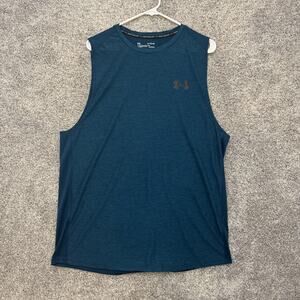 Under Armour Shirt Mens XL Blue Sleeveless Athletic Tank Top HeatGear 1306433